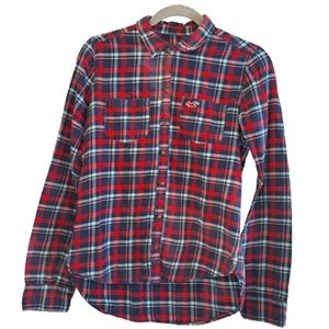 Hollister Plaid Blue Red Button-Up Shirt Size Small